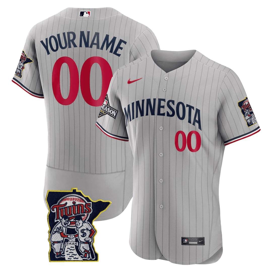 Minnesota Twins Flex Base Postseason Patch Custom Jersey - Stitched