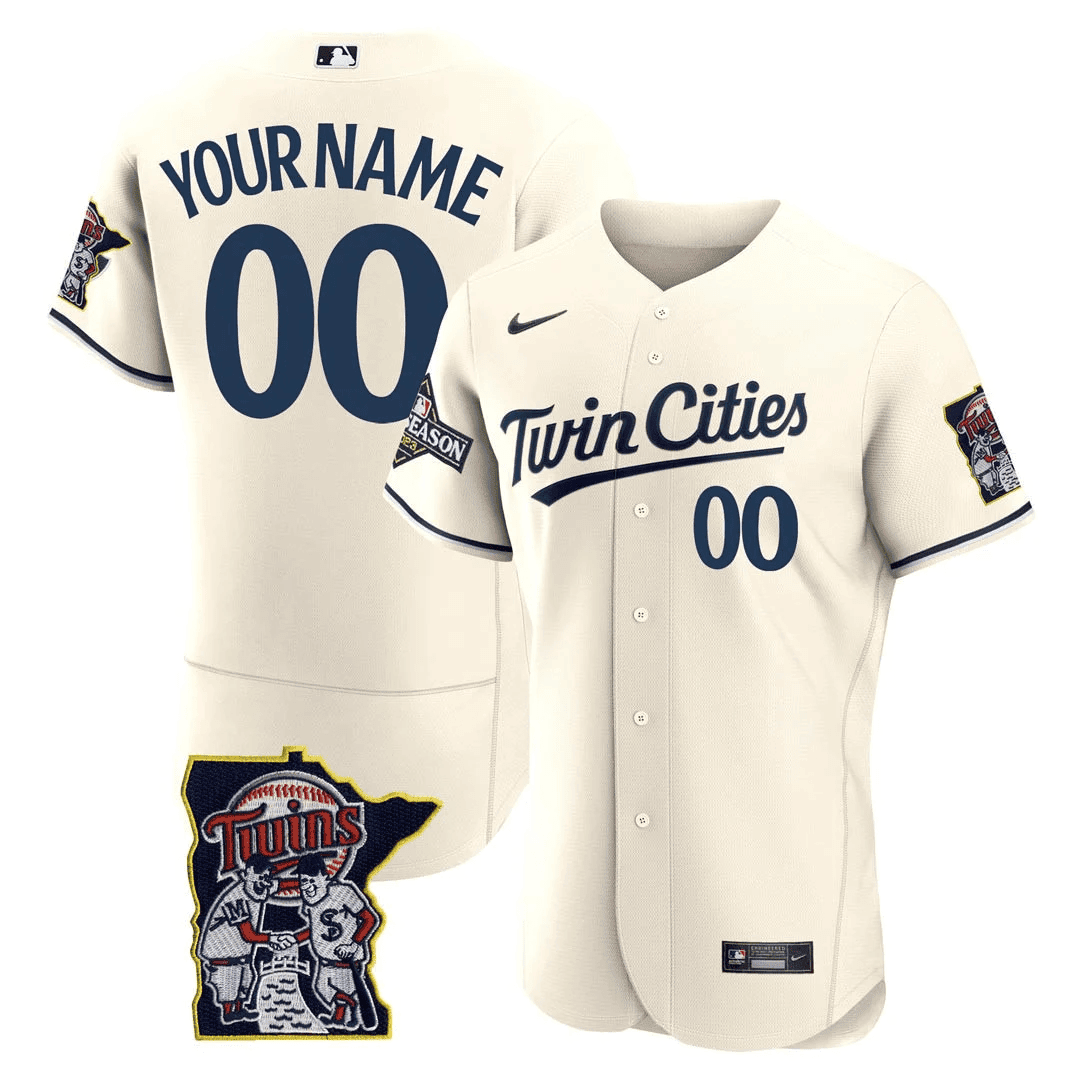 Minnesota Twins Flex Base Postseason Patch Custom Jersey - Stitched