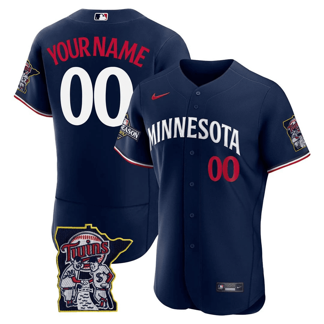Minnesota Twins Flex Base Postseason Patch Custom Jersey - Stitched