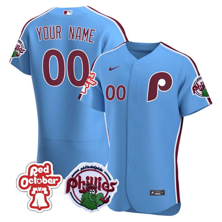 Philadelphia Phillies Red October Patch Custom Jersey - Stitched