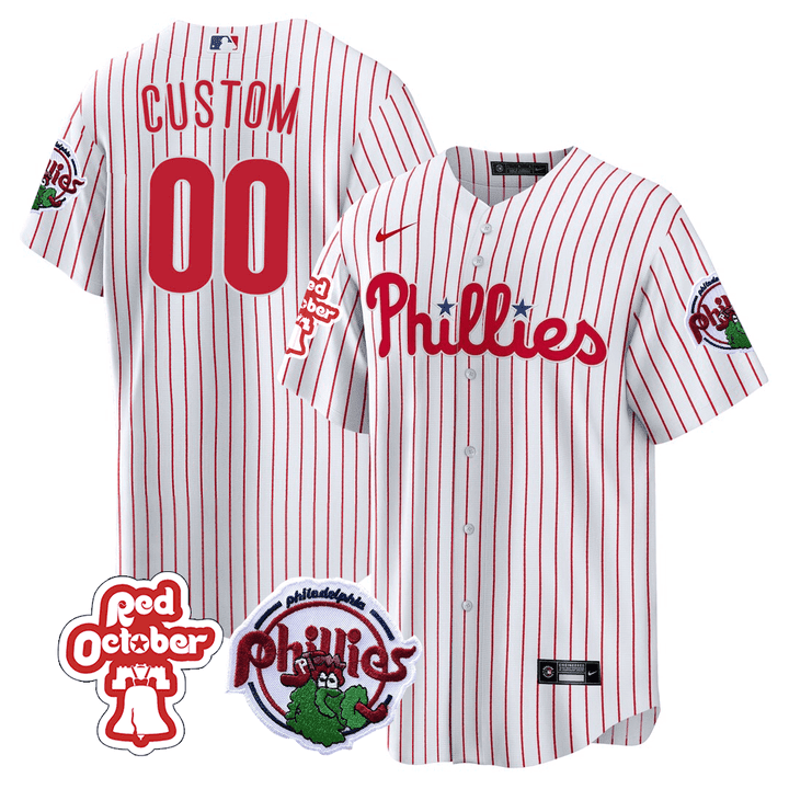 Philadelphia Phillies Red October Patch Custom Jersey - Stitched