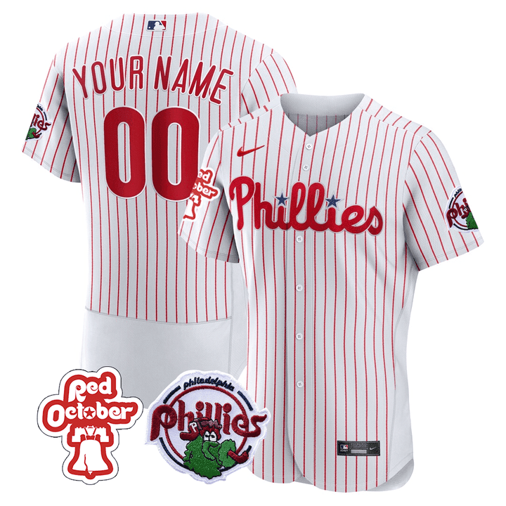 Philadelphia Phillies Red October Patch Custom Jersey - Stitched