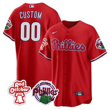 Philadelphia Phillies Red October Patch Custom Jersey - Stitched