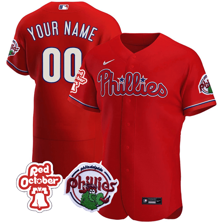 Philadelphia Phillies Red October Patch Custom Jersey - Stitched