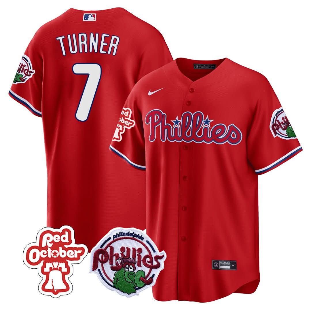 Philadelphia Phillies Red October Patch Cool Base Jersey - Stitched