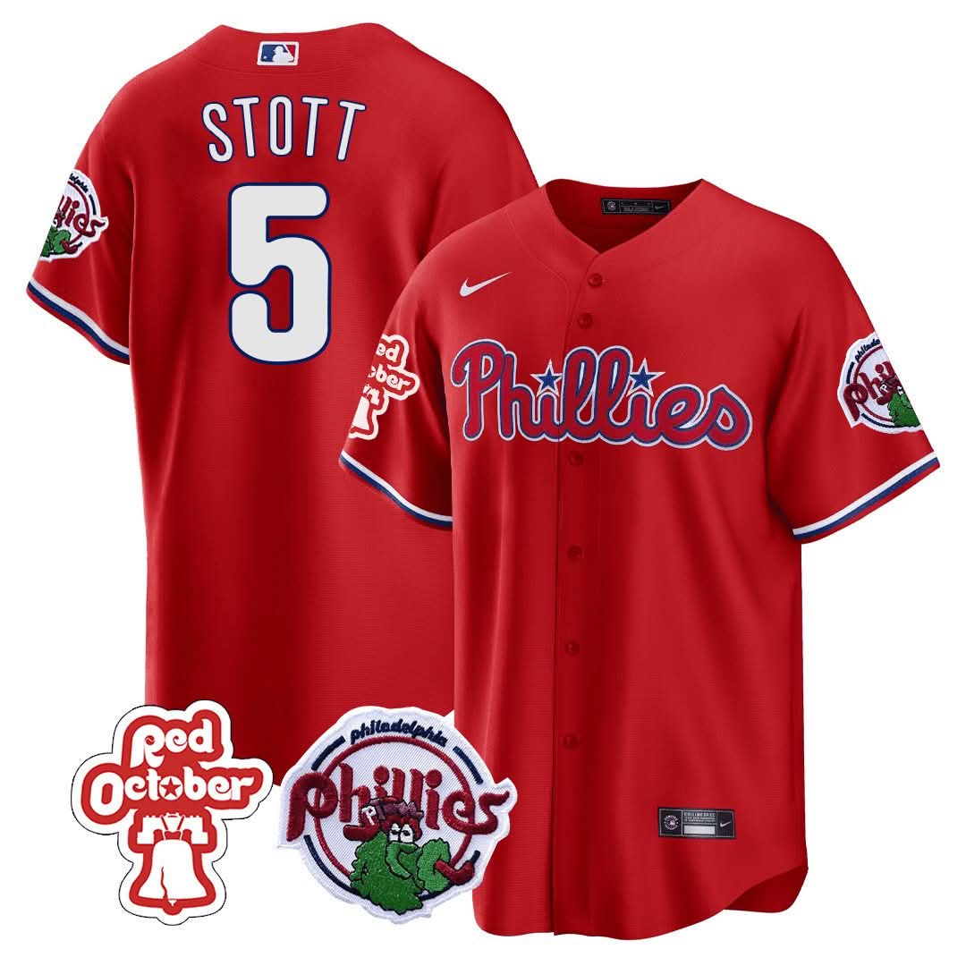 Philadelphia Phillies Red October Patch Cool Base Jersey - Stitched