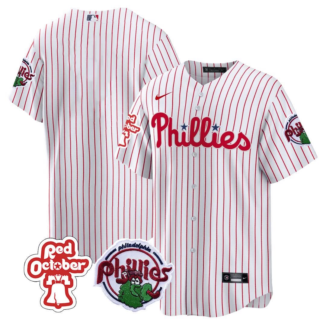 Philadelphia Phillies Red October Patch Cool Base Jersey - Stitched