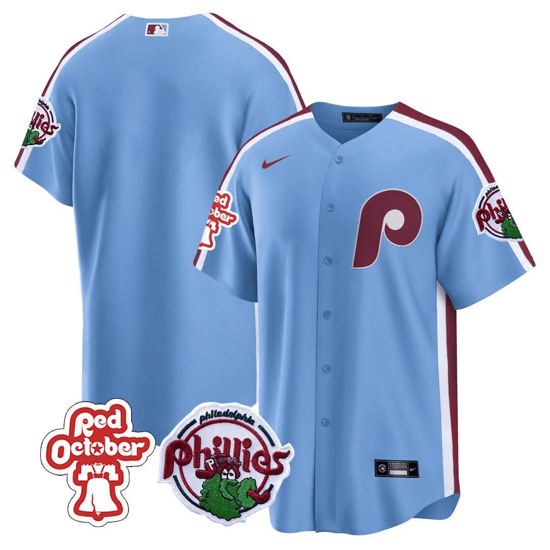 Philadelphia Phillies Red October Patch Cool Base Jersey - Stitched
