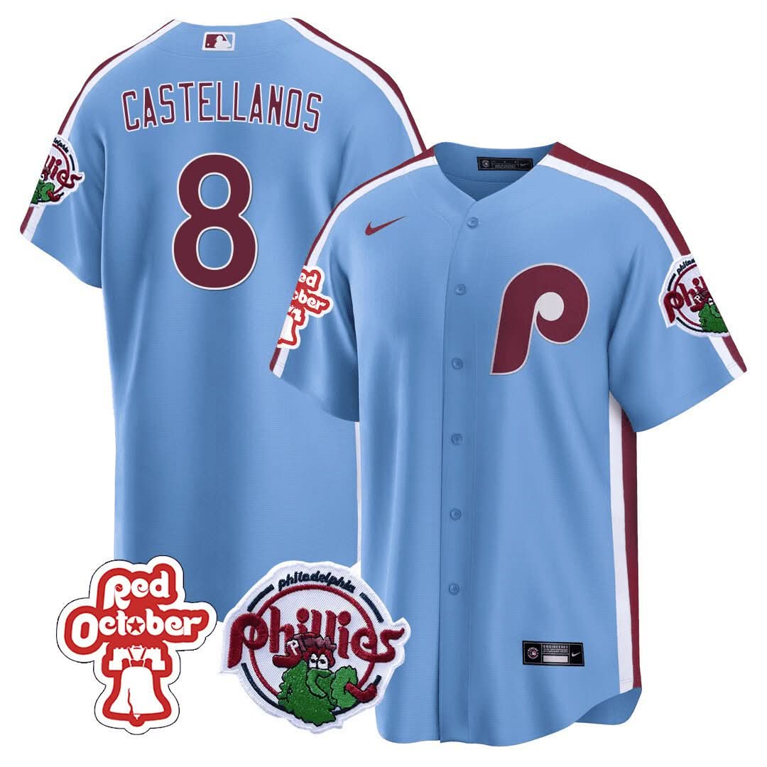 Philadelphia Phillies Red October Patch Cool Base Jersey - Stitched
