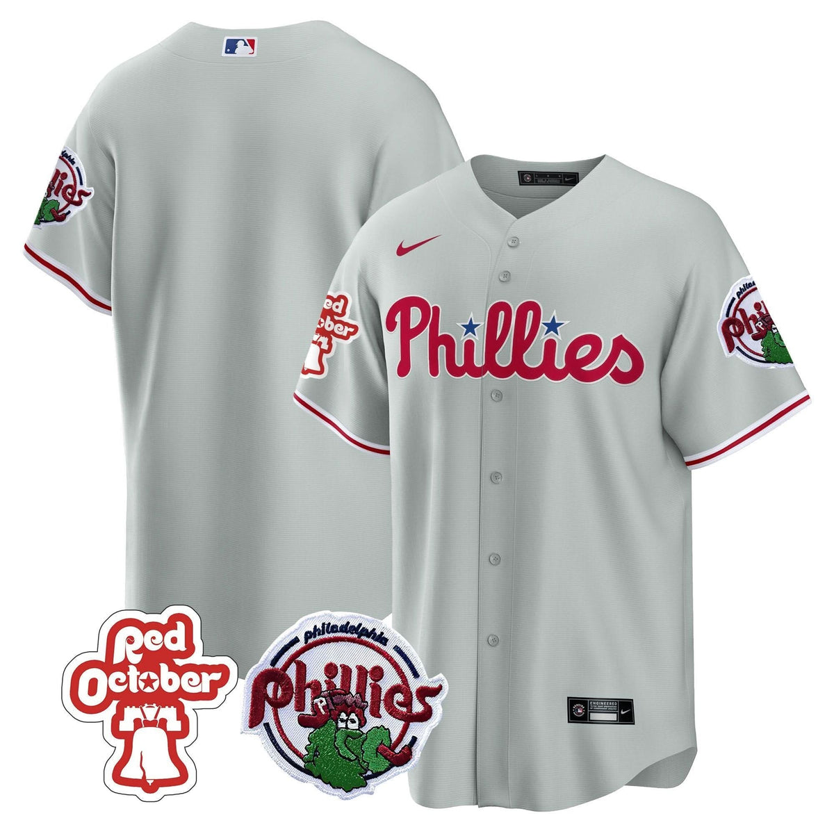 Philadelphia Phillies Red October Patch Cool Base Jersey - Stitched