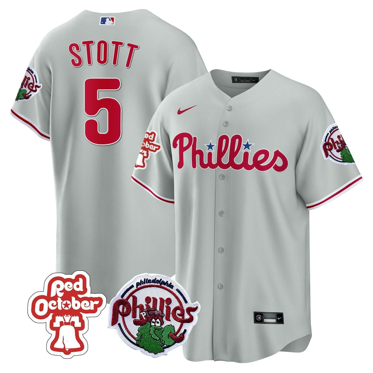 Philadelphia Phillies Red October Patch Cool Base Jersey - Stitched