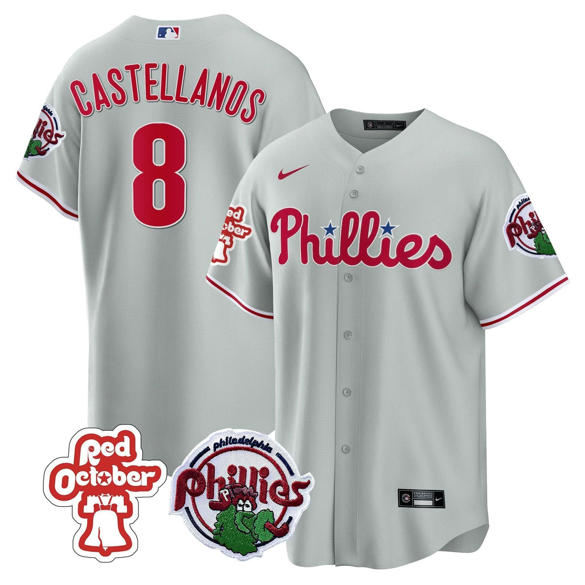 Philadelphia Phillies Red October Patch Cool Base Jersey - Stitched