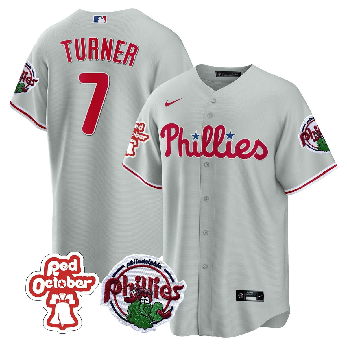 Philadelphia Phillies Red October Patch Cool Base Jersey - Stitched