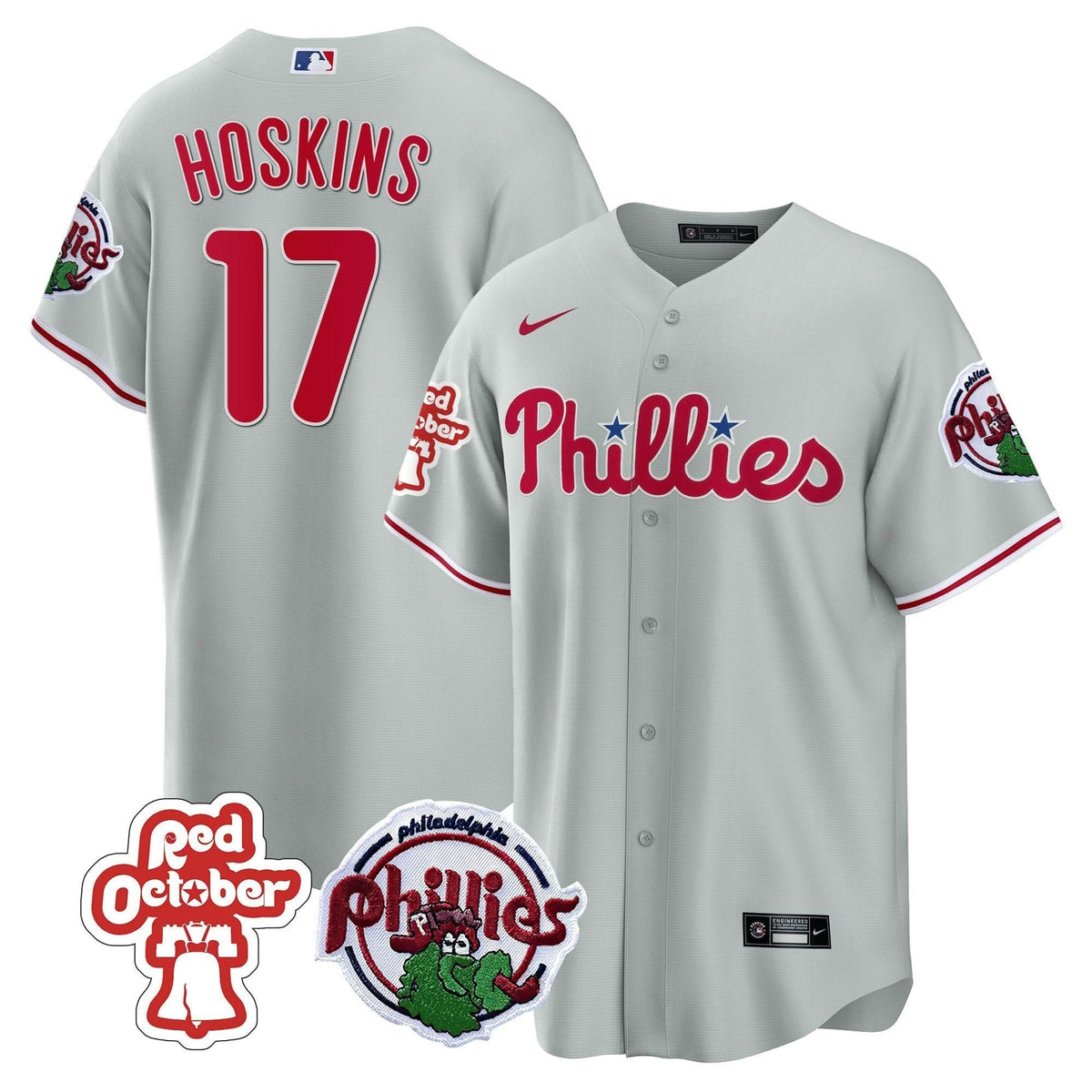 Philadelphia Phillies Red October Patch Cool Base Jersey - Stitched