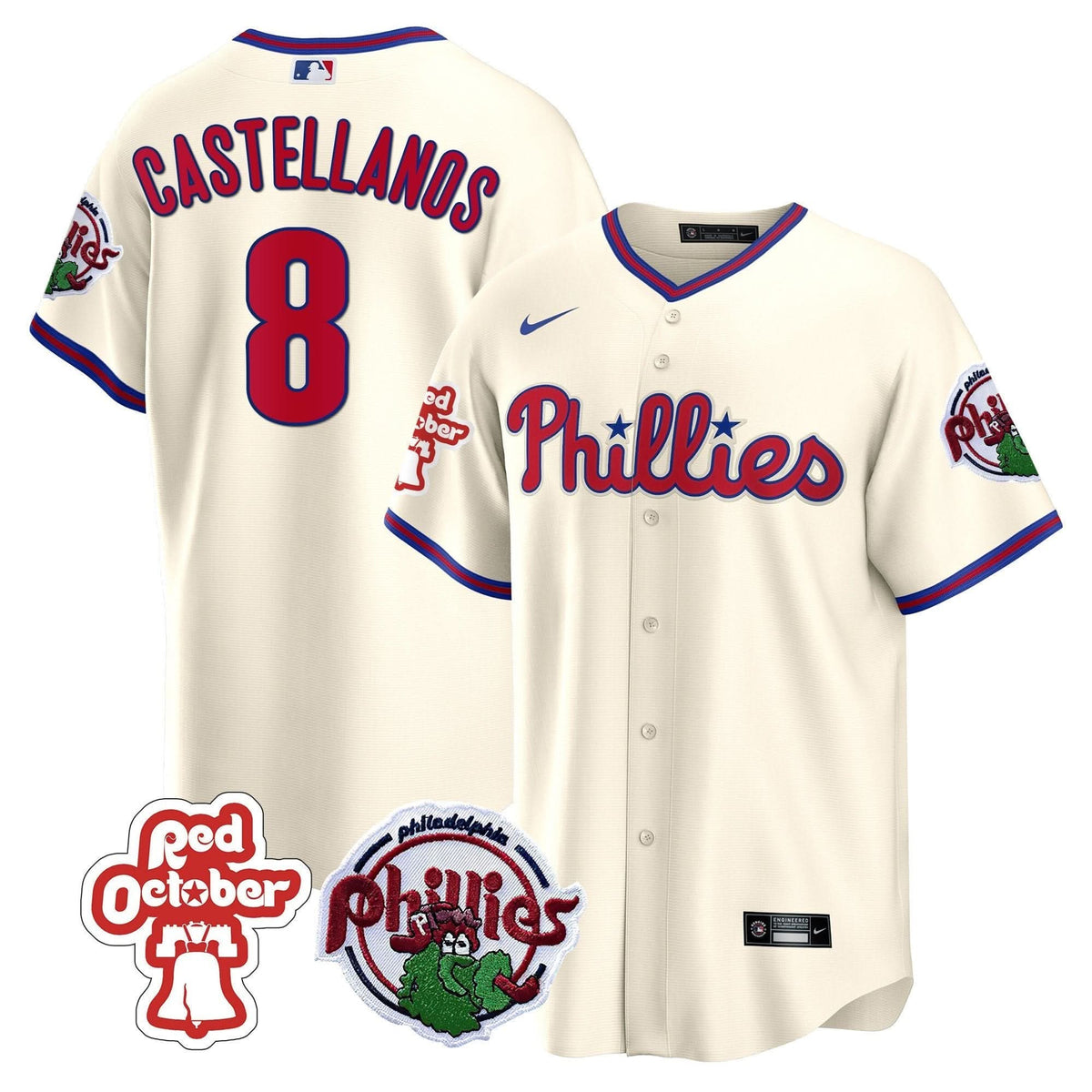 Philadelphia Phillies Red October Patch Cool Base Jersey - Stitched