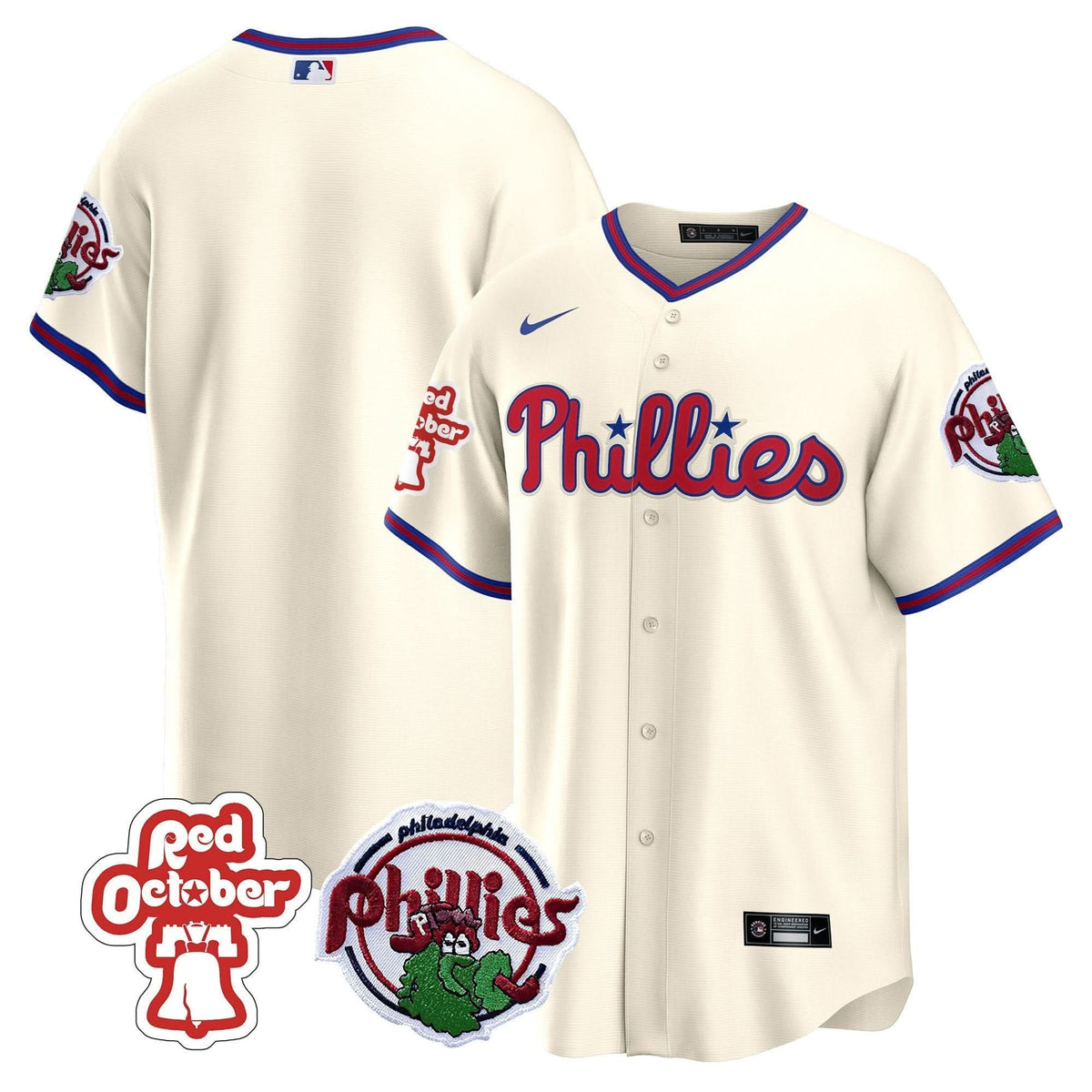 Philadelphia Phillies Red October Patch Cool Base Jersey - Stitched