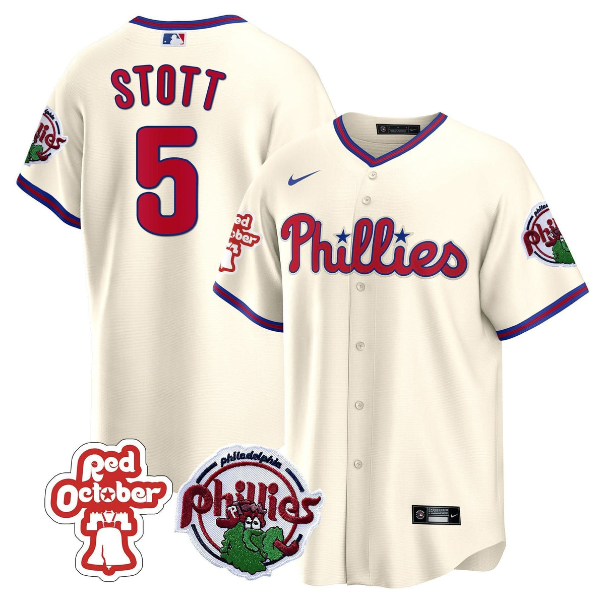 Philadelphia Phillies Red October Patch Cool Base Jersey - Stitched