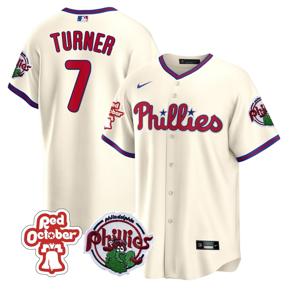 Philadelphia Phillies Red October Patch Cool Base Jersey - Stitched