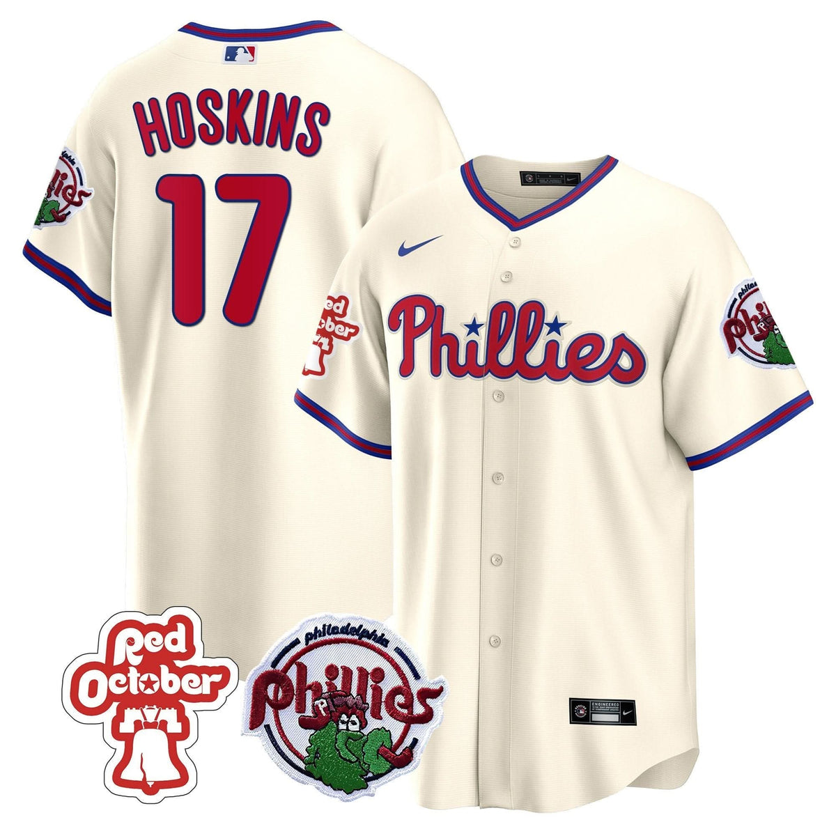 Philadelphia Phillies Red October Patch Cool Base Jersey - Stitched