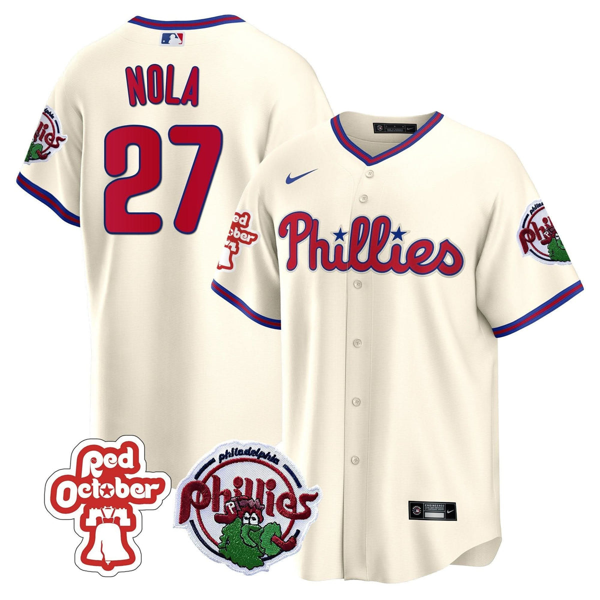 Philadelphia Phillies Red October Patch Cool Base Jersey - Stitched