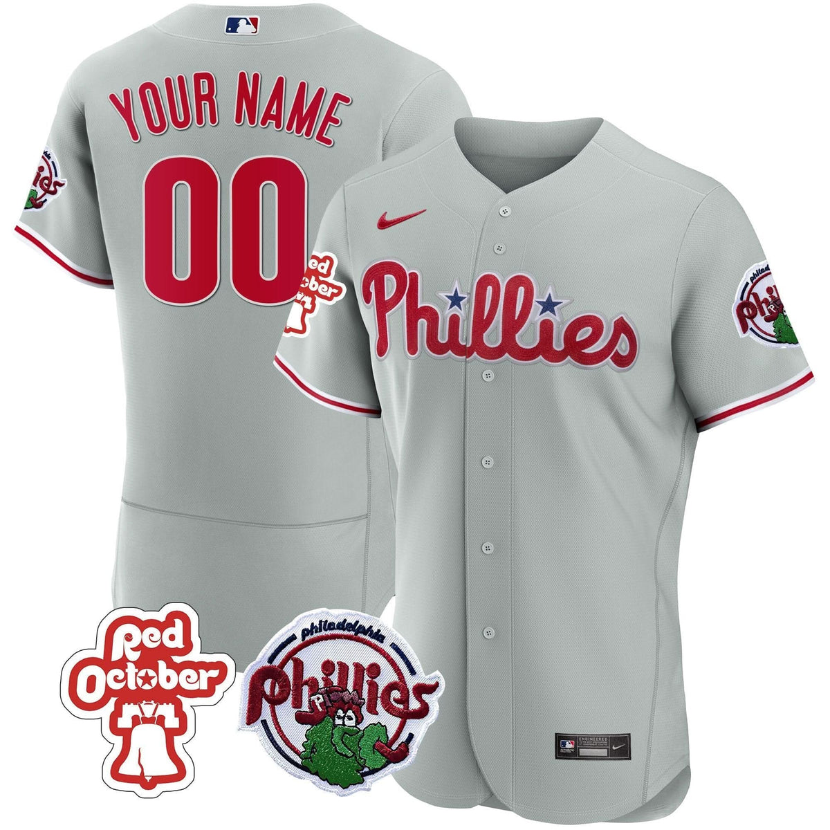 Philadelphia Phillies Red October Patch Custom Jersey - Stitched