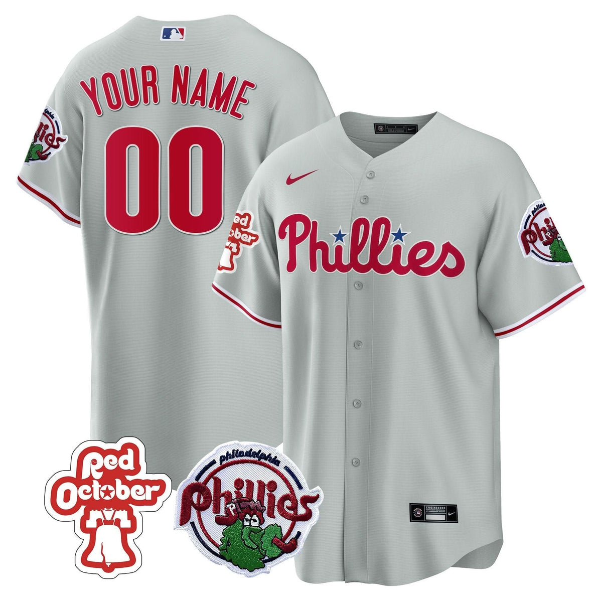 Philadelphia Phillies Red October Patch Custom Jersey - Stitched