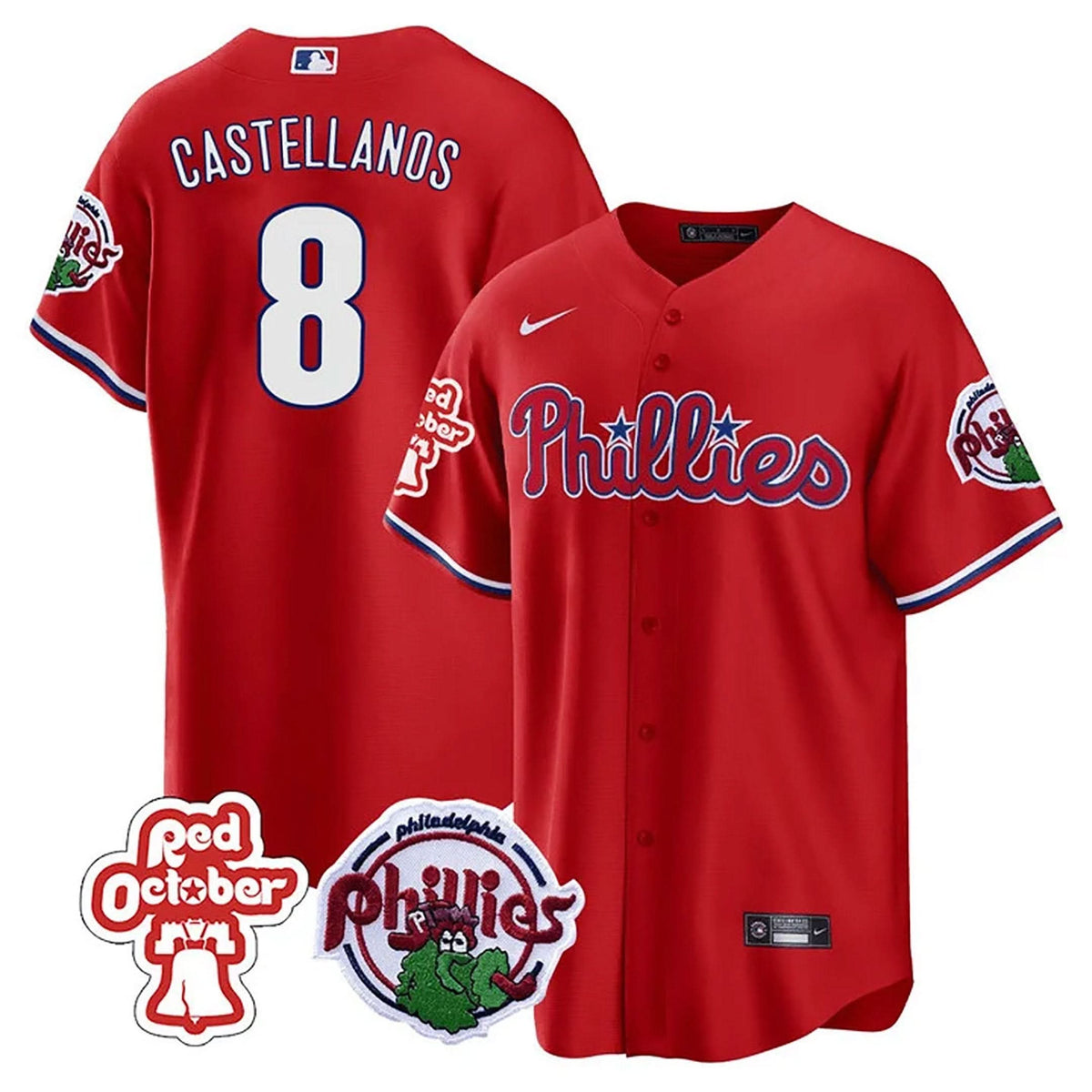 Philadelphia Phillies Red October Patch Cool Base Jersey - Stitched