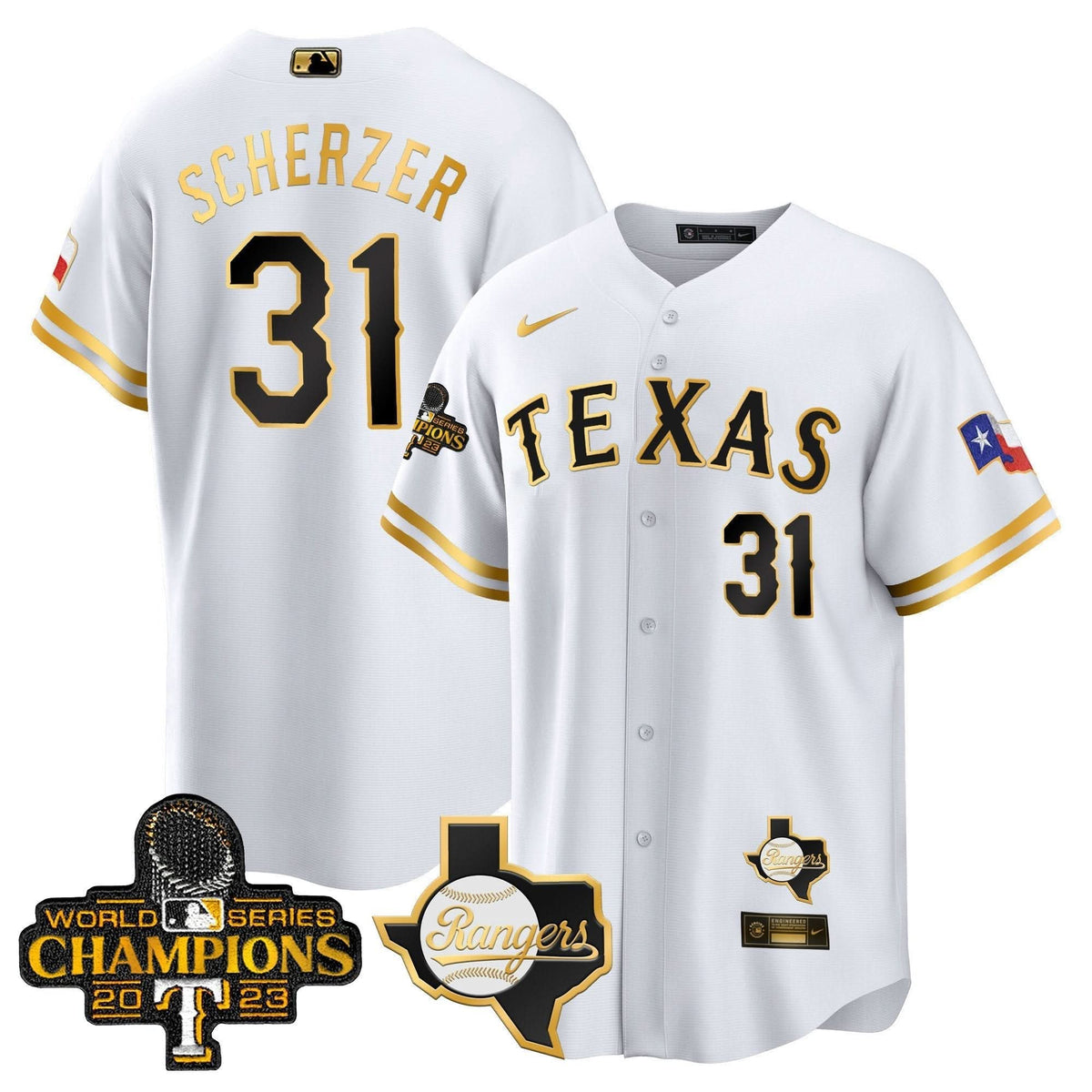 Texas Rangers 2023 World Series Champions Cool Base Jersey V2 - Stitched-Cuztomshoes