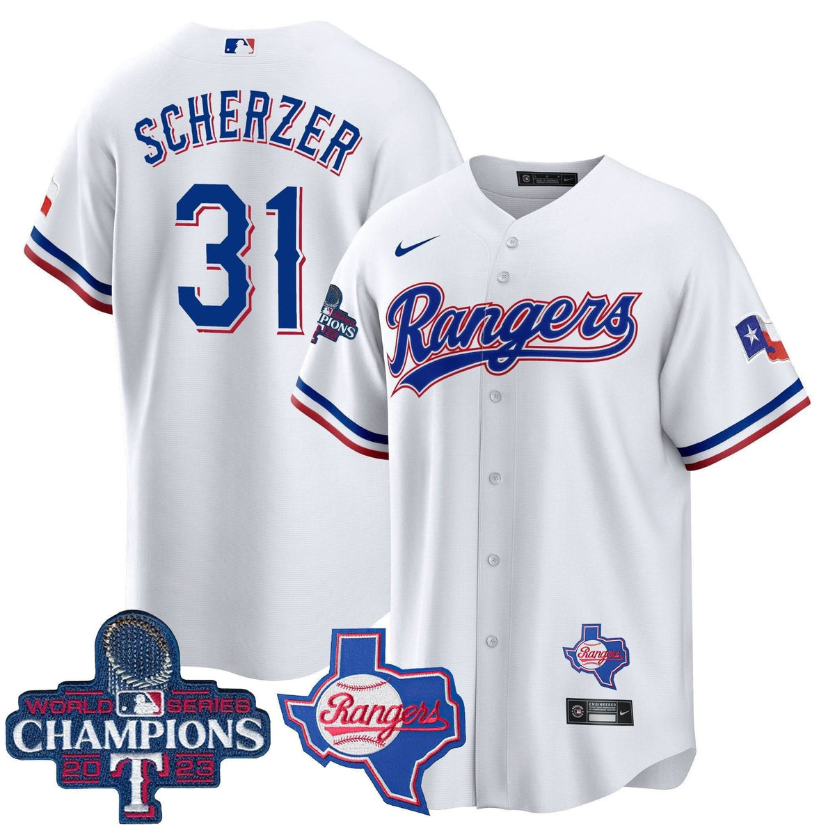 Texas Rangers 2023 World Series Champions Cool Base Jersey V2 - Stitched-Cuztomshoes