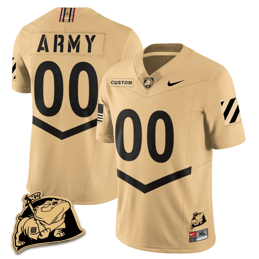 Army Black Knights Rocky The Bulldog Patch Vapor Custom Jersey
