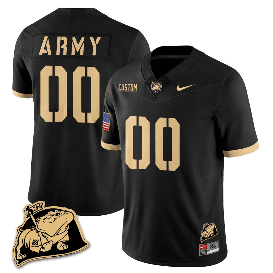 Army Black Knights Rocky The Bulldog Patch Vapor Custom Jersey