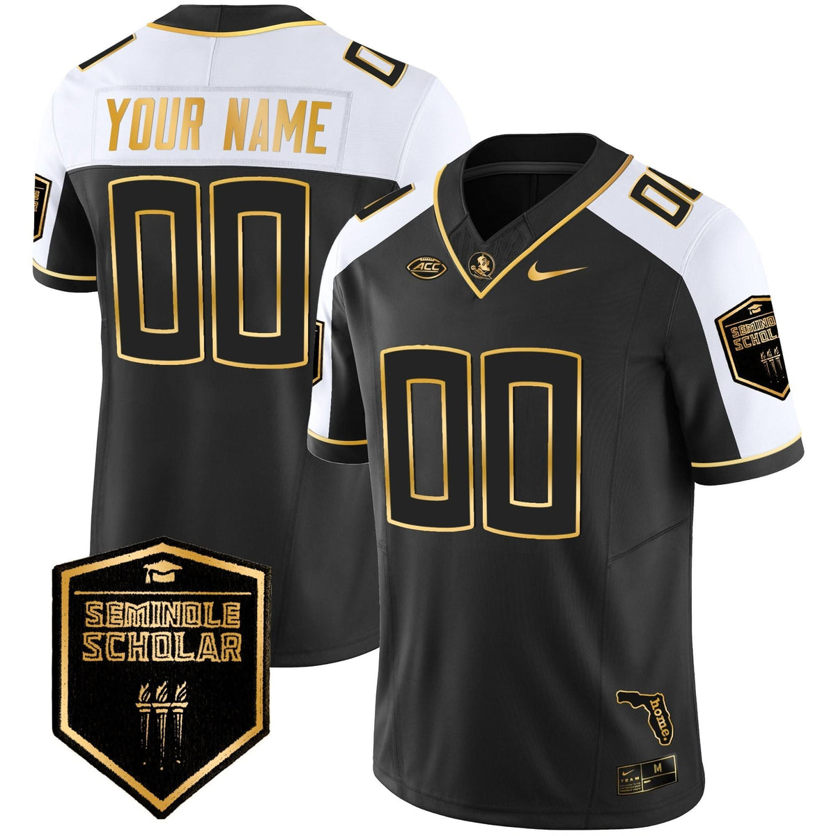Florida State Seminoles Gold Vapor Custom Jersey