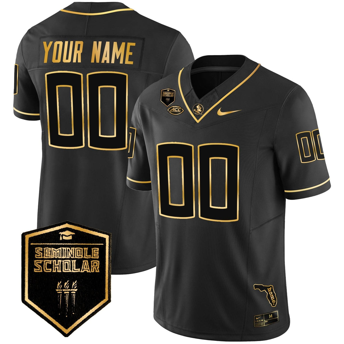 Florida State Seminoles Gold Vapor Custom Jersey