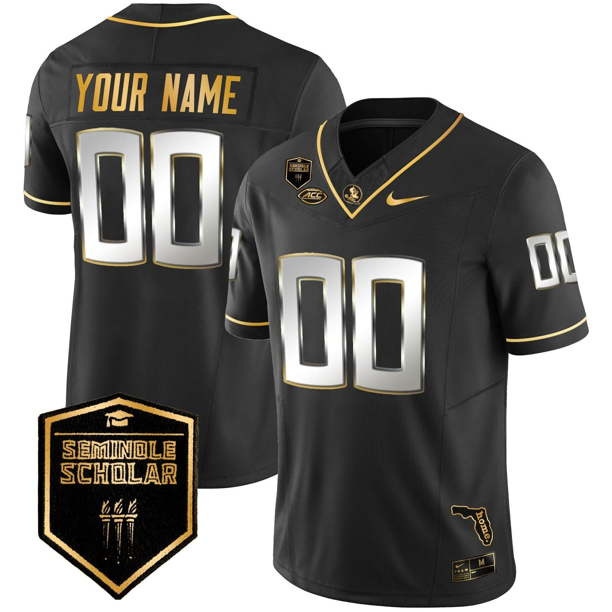 Florida State Seminoles Gold Vapor Custom Jersey