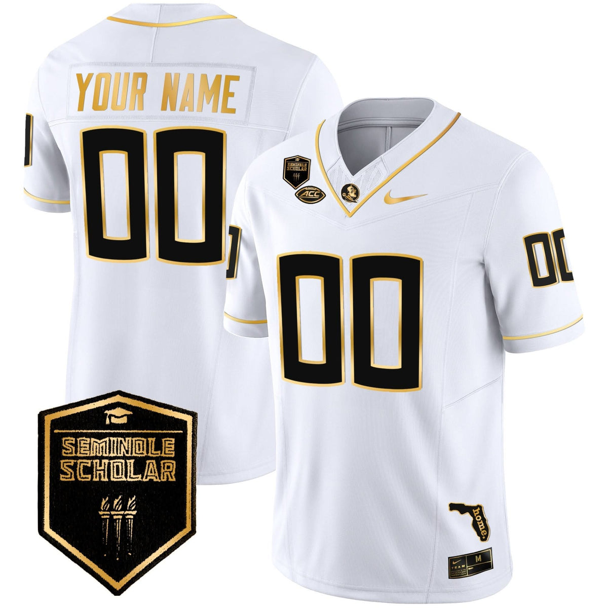Florida State Seminoles Gold Vapor Custom Jersey