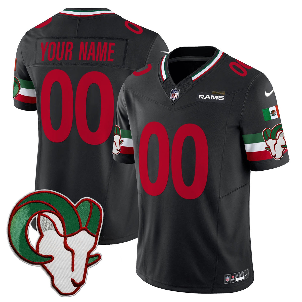 Los Angeles Rams Mexico Vapor Limited Custom Jersey - Stitched-Cuztomshoes