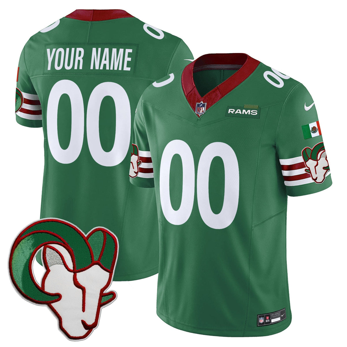 Los Angeles Rams Mexico Vapor Limited Custom Jersey - Stitched-Cuztomshoes
