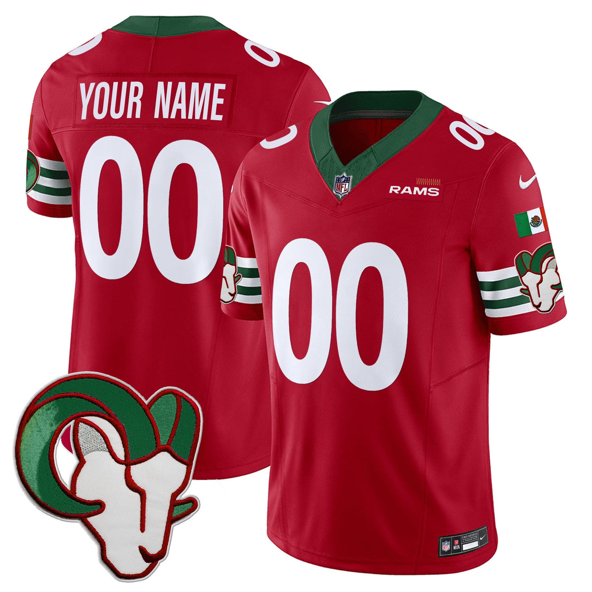 Los Angeles Rams Mexico Vapor Limited Custom Jersey - Stitched-Cuztomshoes