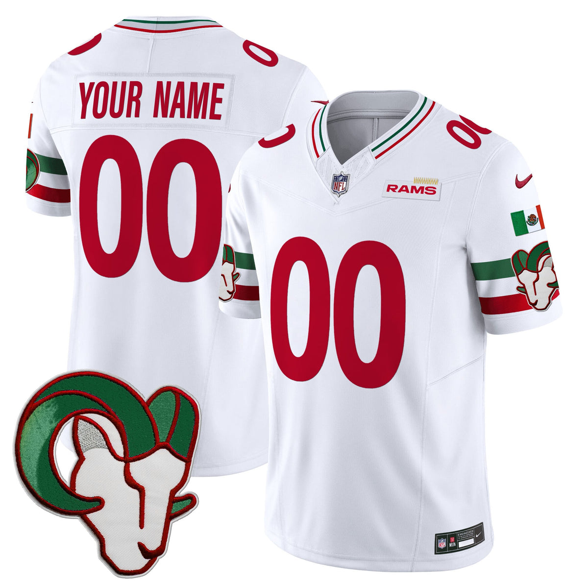 Los Angeles Rams Mexico Vapor Limited Custom Jersey - Stitched-Cuztomshoes