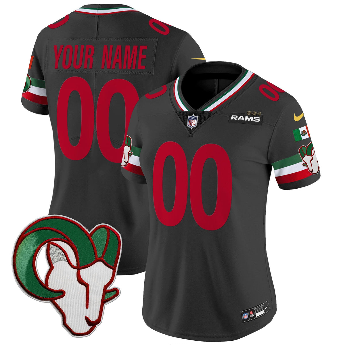 Los Angeles Rams Mexico Vapor Limited Custom Jersey - Stitched-Cuztomshoes