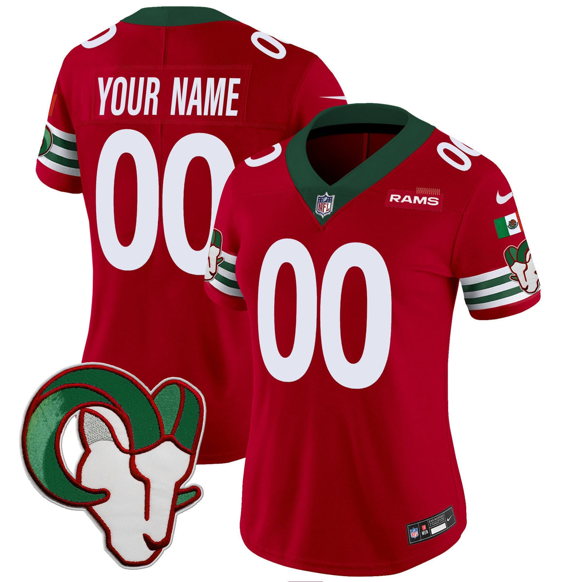 Los Angeles Rams Mexico Vapor Limited Custom Jersey - Stitched-Cuztomshoes