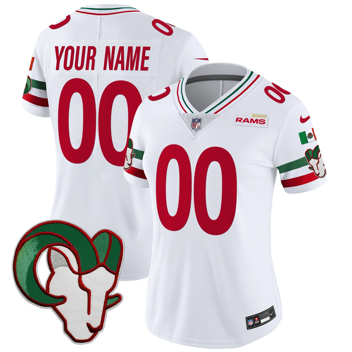 Los Angeles Rams Mexico Vapor Limited Custom Jersey - Stitched-Cuztomshoes