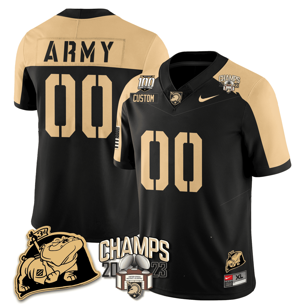 Army Black Knights 2023 CIC Trophy Champion Patch Custom Jersey