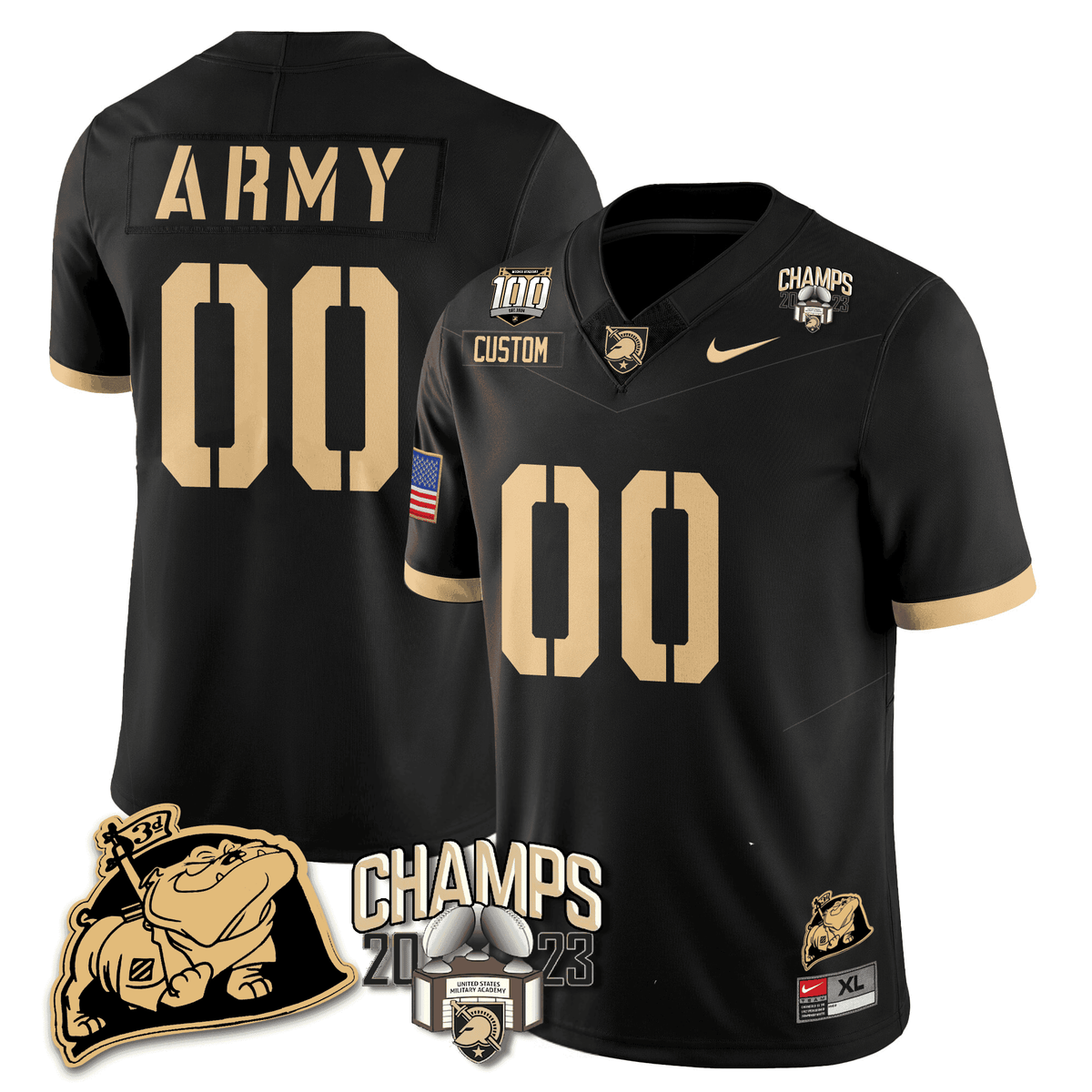 Army Black Knights 2023 CIC Trophy Champion Patch Custom Jersey