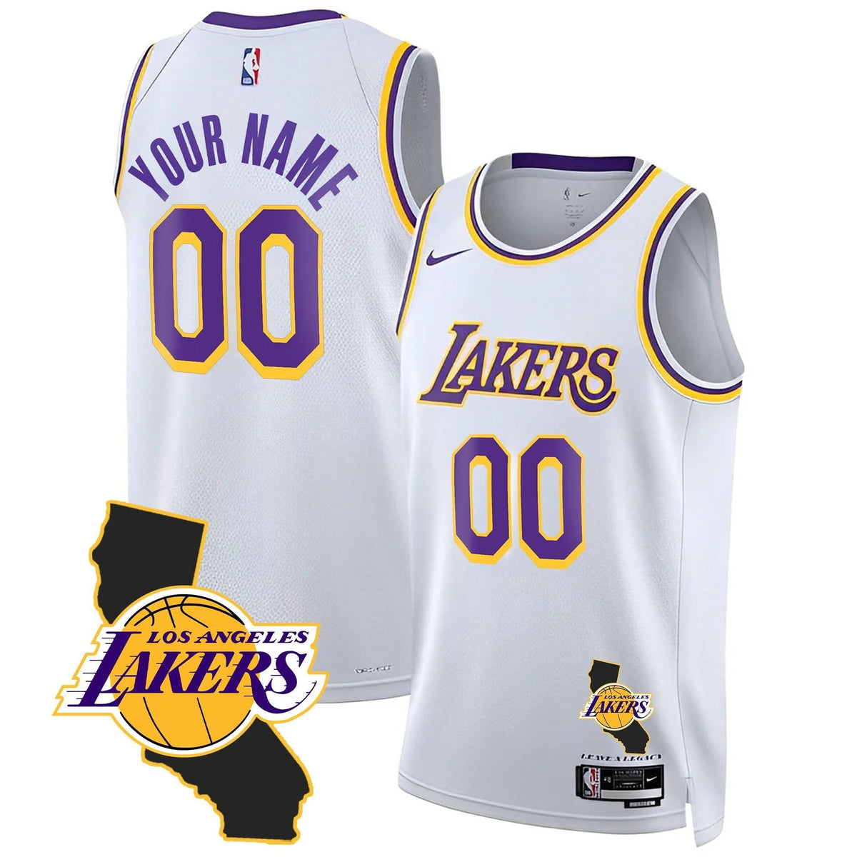 Los Angeles Lakers California Patch Custom Jersey - Stitched