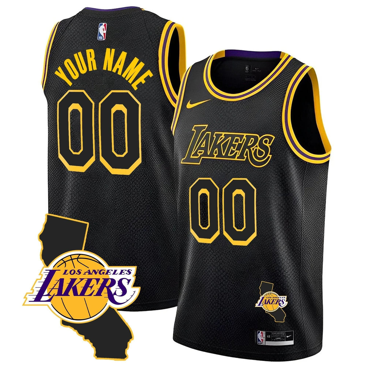 Los Angeles Lakers California Patch Custom Jersey - Stitched