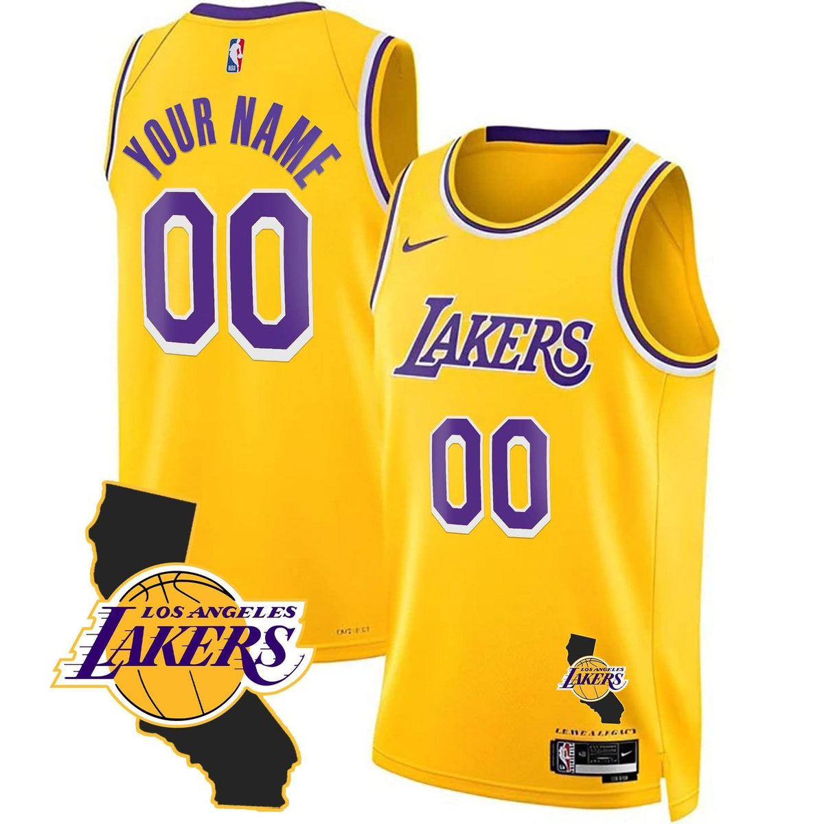 Los Angeles Lakers California Patch Custom Jersey - Stitched