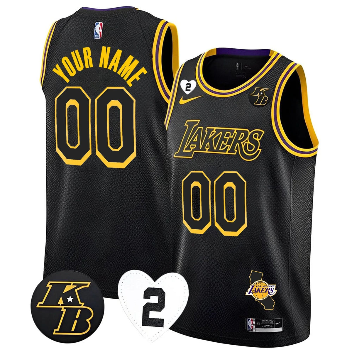 Los Angeles Lakers California Patch Custom Jersey - Stitched