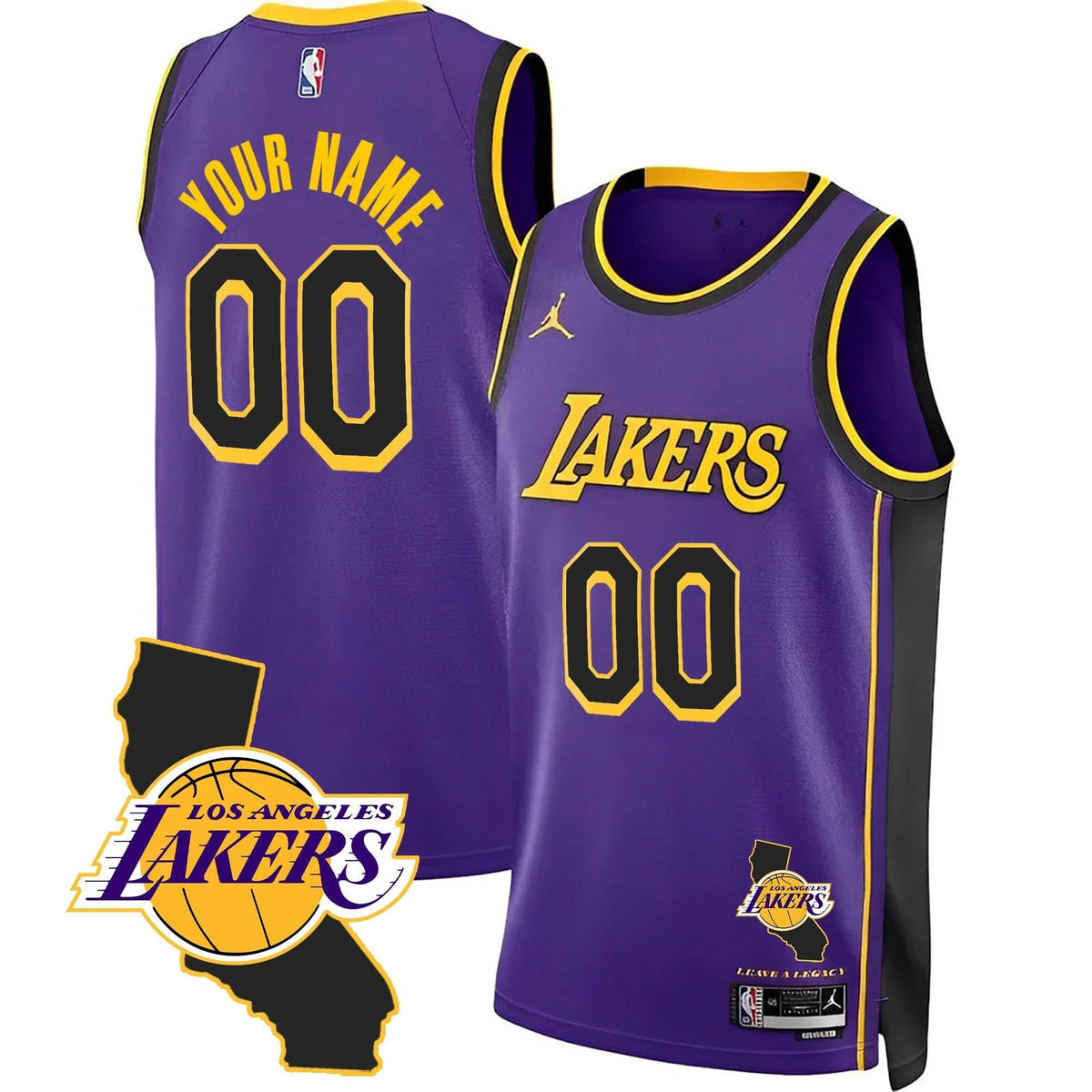 Los Angeles Lakers California Patch Custom Jersey - Stitched