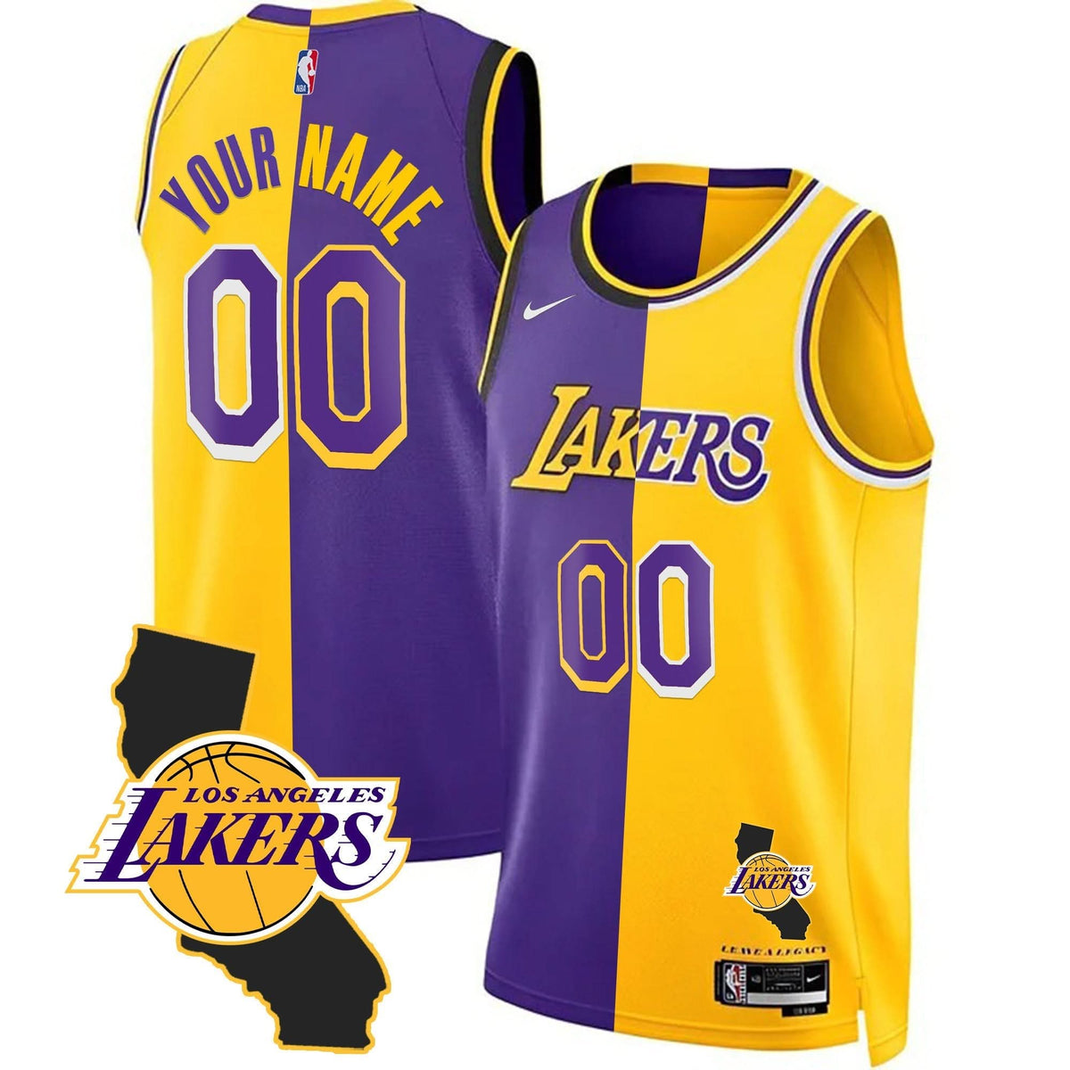 Los Angeles Lakers California Patch Custom Jersey - Stitched